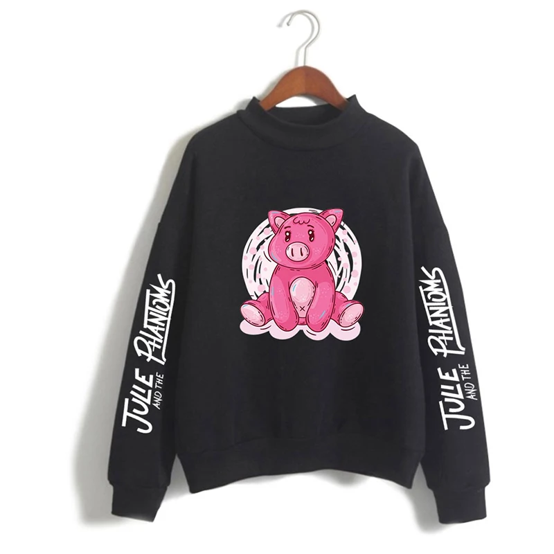 Fashion Print Cartoon Pink Pig Kawaii High Collar Hoodies Men Women Capless Sweatshirts Tops Long Sleeve Unisex Hoodie Pullover