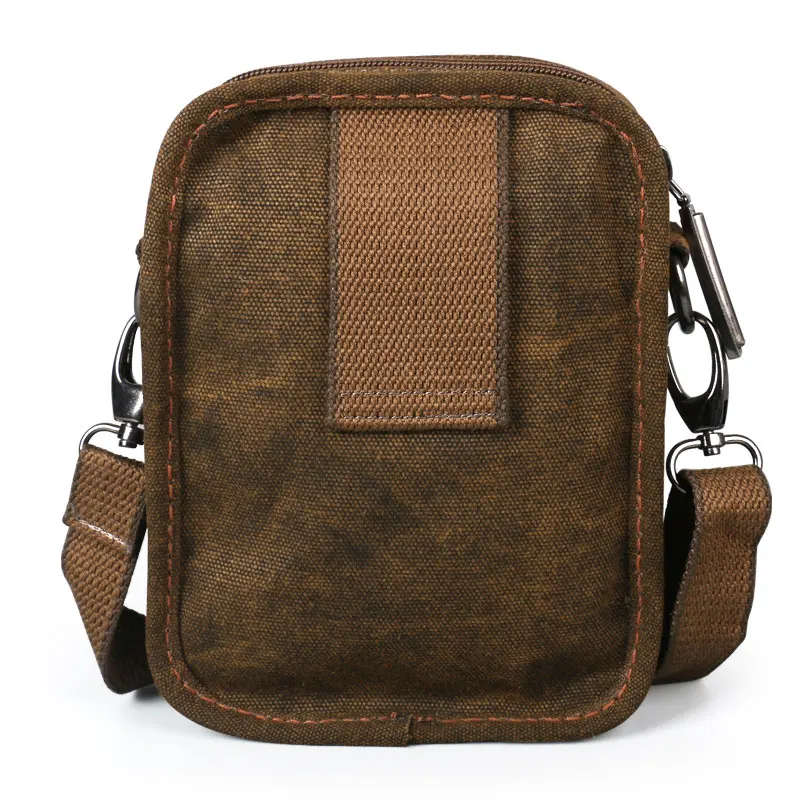 Vintage Canvas Shoulder Small Bag Multi-Functional Pockets Leisure Travel Retro Crossbody Phone Bags