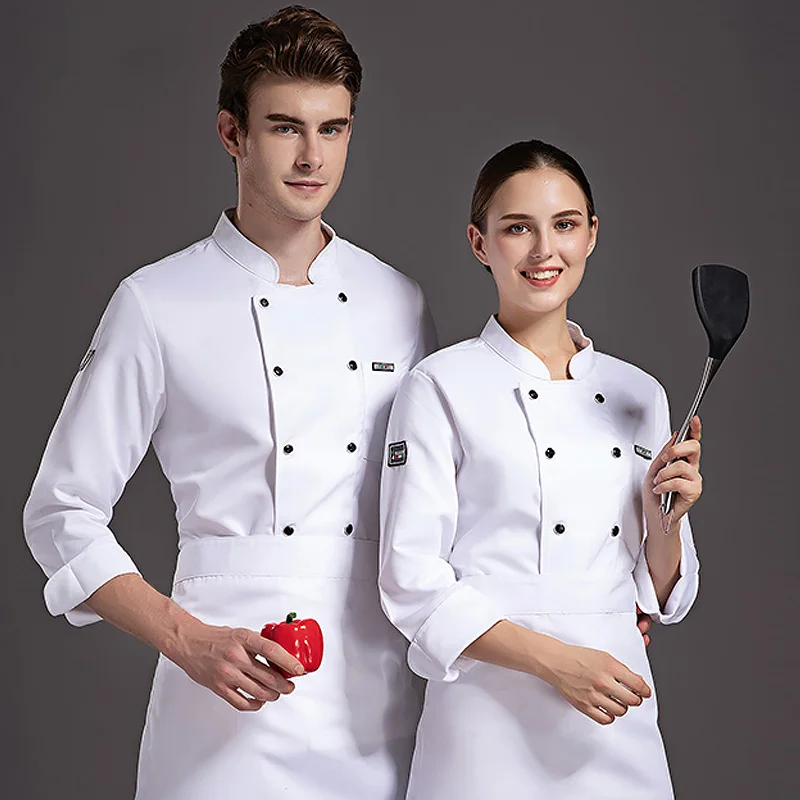 Food Service Long Sleeve Chef Jacket Professional Head Chef Uniform Restaurant Hotel Kitchen balck wihte Chef Uniform Chef Coat