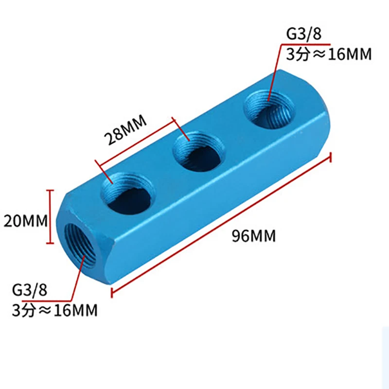 

Air Manifold Distributor 3/8" PT Thread Port 3 4 5 6 7 8 9 10 Way Pneumatic Quick Plug In Connector Hose Aluminum Block Splitter