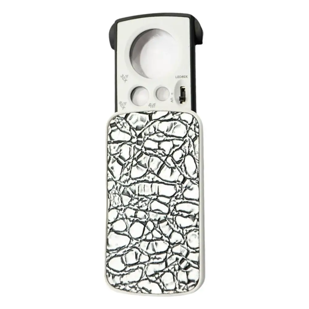 30X 60X 90X Magnifying Glass With LED Light Jewelry Identification Reading High Magnification Acrylic Pull-Out Magnifying Glass