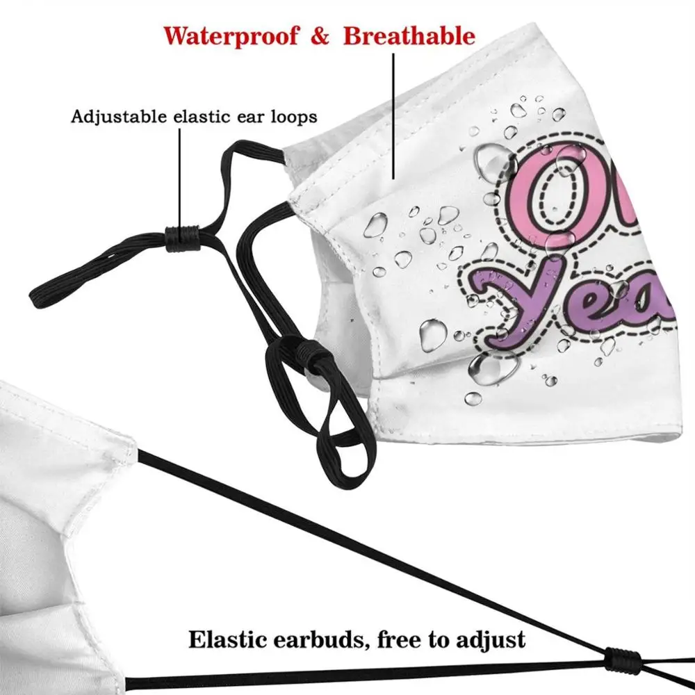 Oh Yeah Hand Written Words Custom Pattern Washable Filter Pm2.5 Adult Kids Mask Ohyeah Hand Written Words Pink Green Purple