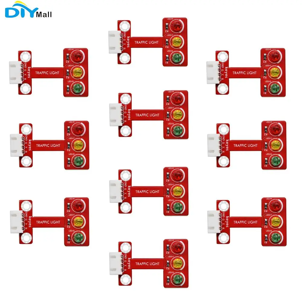 10pcs Keyes Electronics Building Block LED Traffic Light Module for Arduino/micro:bit with anti-reverse plug white terminal