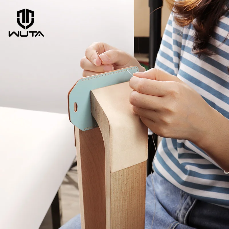 WUTA Leather Stitching Pony Hand Stitching Horse Table Desktop DIY Sewing Clamp Craft Working Tools Beech Wood w/2 Pcs Leather