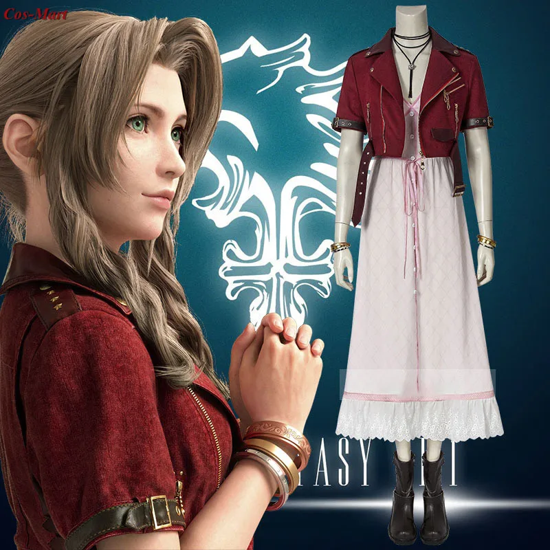 Game Final Fantasy VII Aerith/Aeris Gainsborough Cosplay Costume Daily Wear Dress Activity Party Role Play Clothing Custom-Make