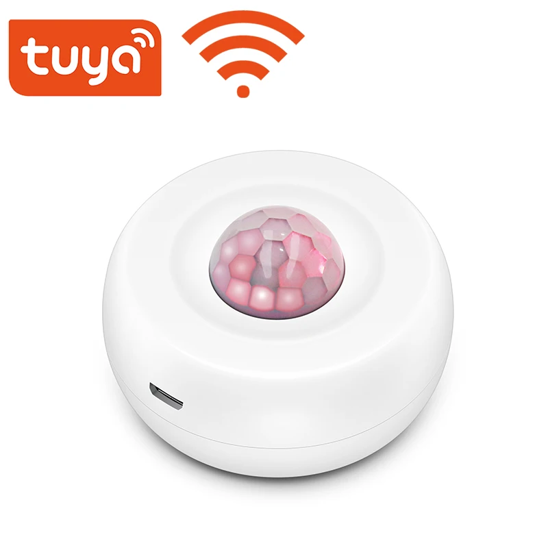 Tuya-Sensor de movimiento PIR con WiFi, Detector de movimiento con carga USB, aplicación Smart Life, sistema inalámbrico de seguridad para el hogar