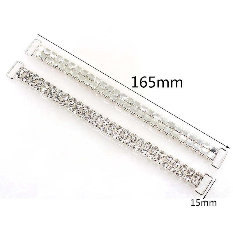 5Pcs 165mm Double Row Rhinestone Decoration Chain/Bikini Connector Buckles For Shoulder Strap Clothing Dress Accessories