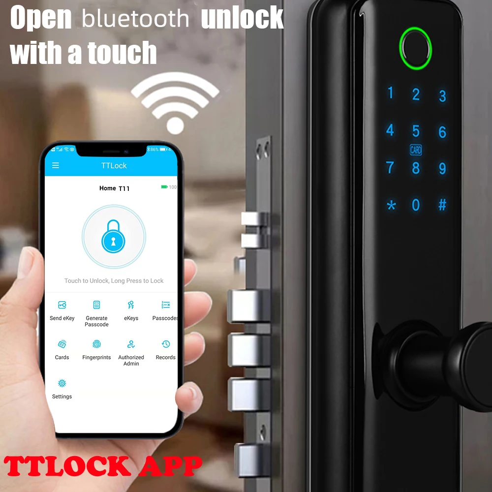 Imagem -02 - Ttlock App Impressão Digital Fechadura Eletrônica Bluetooth wi fi de Controle Remoto Segurança Bloqueio Inteligente com Teclado Digital Senha Cartão Chave