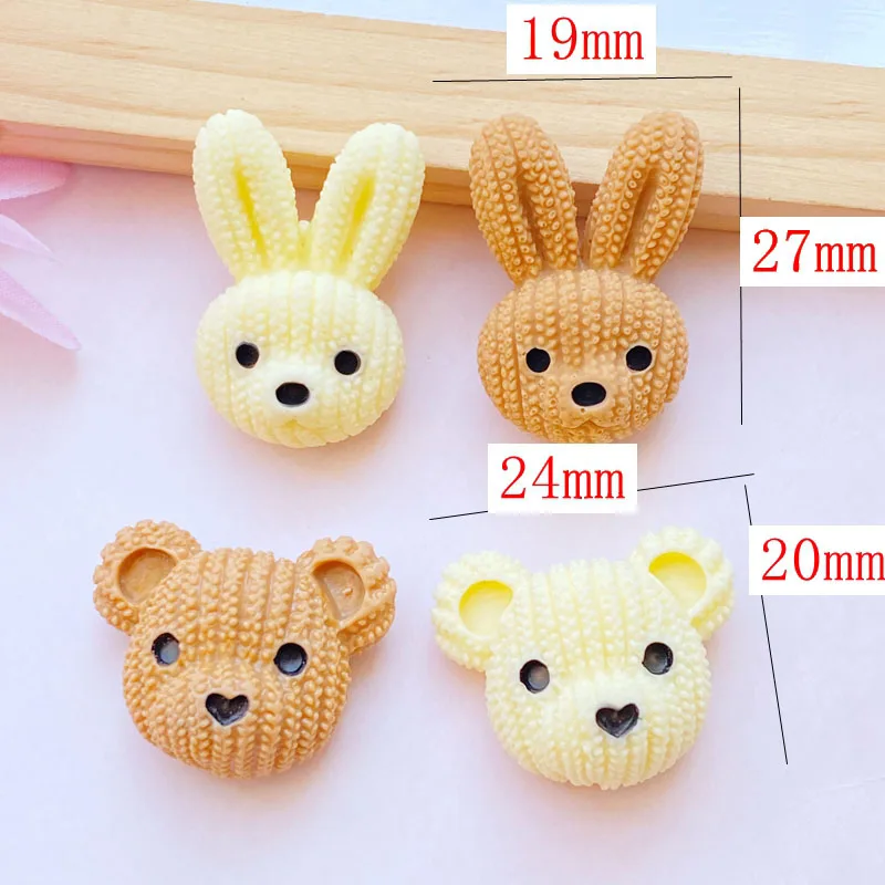8Pcs New Cute Resin Mini Cartoon Little Bear Rabbit Flat back Cabochon Scrapbook Kawaii DIY Embellishments Accessories