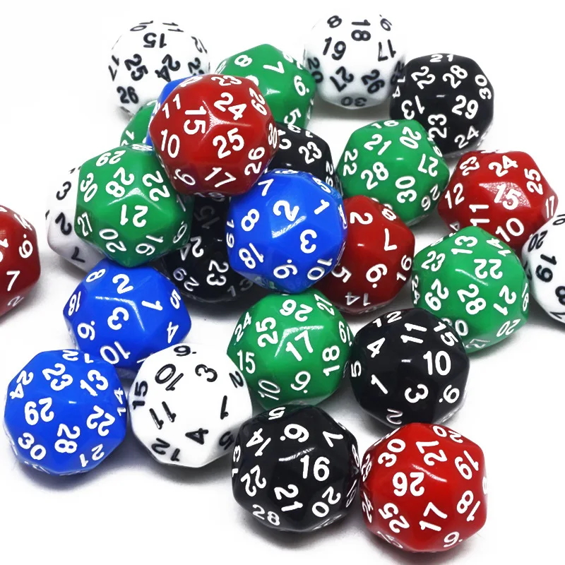 Multi-sided Dice para Running Group Board Game, Ajudas de Ensino para Crianças, Número 1-30, 2pcs por conjunto