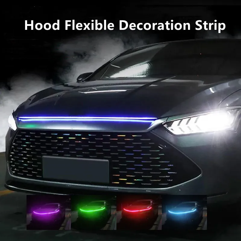 

White light long Strip Through-type LED auto modified front headlight gap upgrade decorative lights Car Daytime Running lights