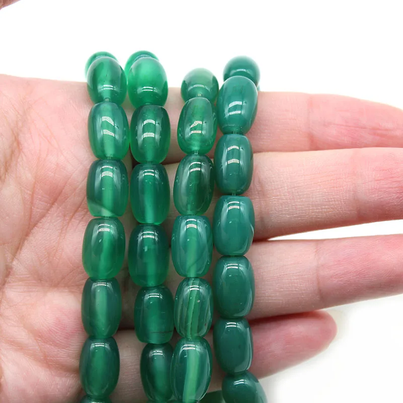 Natural Green Agates Stone Drum Shape Loose Spacer Beads 10x14mm For Jewelry Making DIY Bracelet Necklace Accessories15