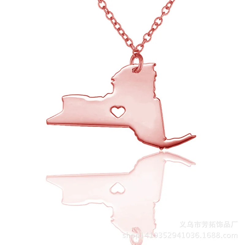 

New York state, the United States map necklace, stainless steel trade selling trend jewelry, new fashion popular.