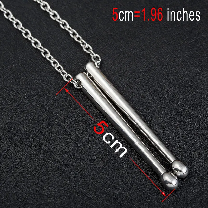 Trendy Hip-Hop Stick Drum Pendant Necklace Women\'s Men\'s Necklace New Fashion Titanium Steel Metal Punk Accessorie Party Jewelry