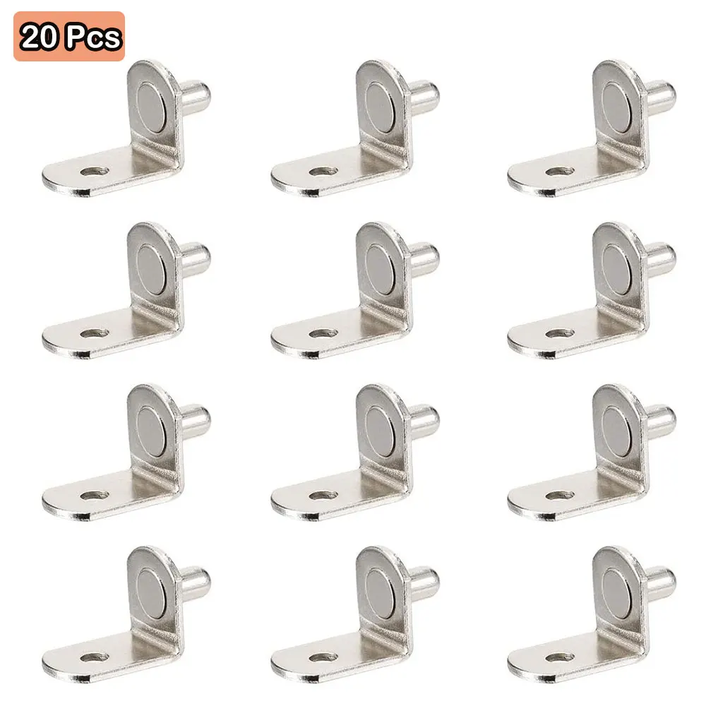 20Pcs Shelf Brackets Support Studs Pegs 5mm Metal Pin Shelves Seperator Fixed Cabinet Cupboard Glass Furniture Bracket Holder