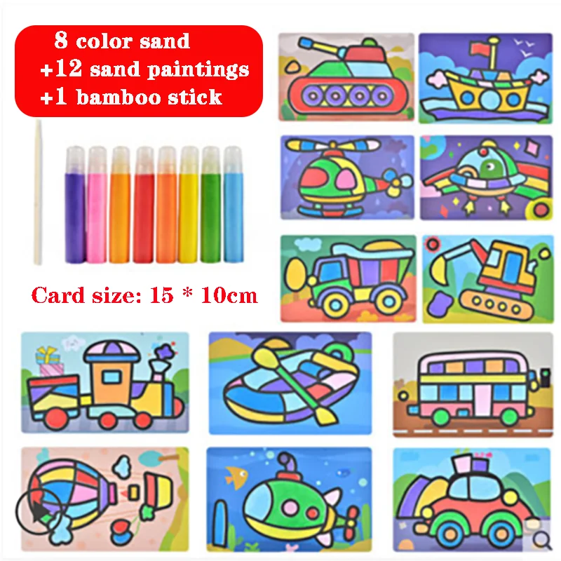 2024 Upgrade Sand Painting Suit 24 Color Sand Diy Cartoon Painting Toy Kids Arts And Crafts Toys Child Gift Montessori Education