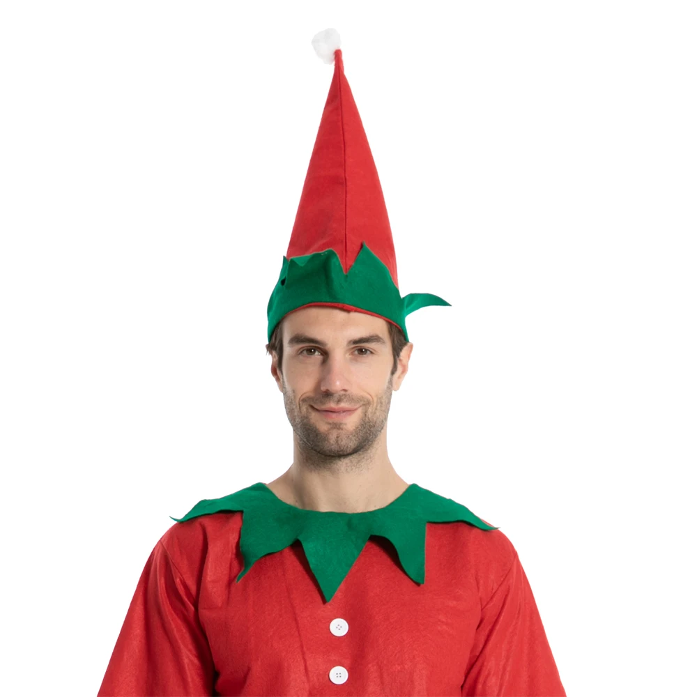 Mannen Vakantie Elf Santa Helper Cosplay Kostuum Goedkope Non-woven Volwassen Kerst Nieuwe Jaar Kostuums