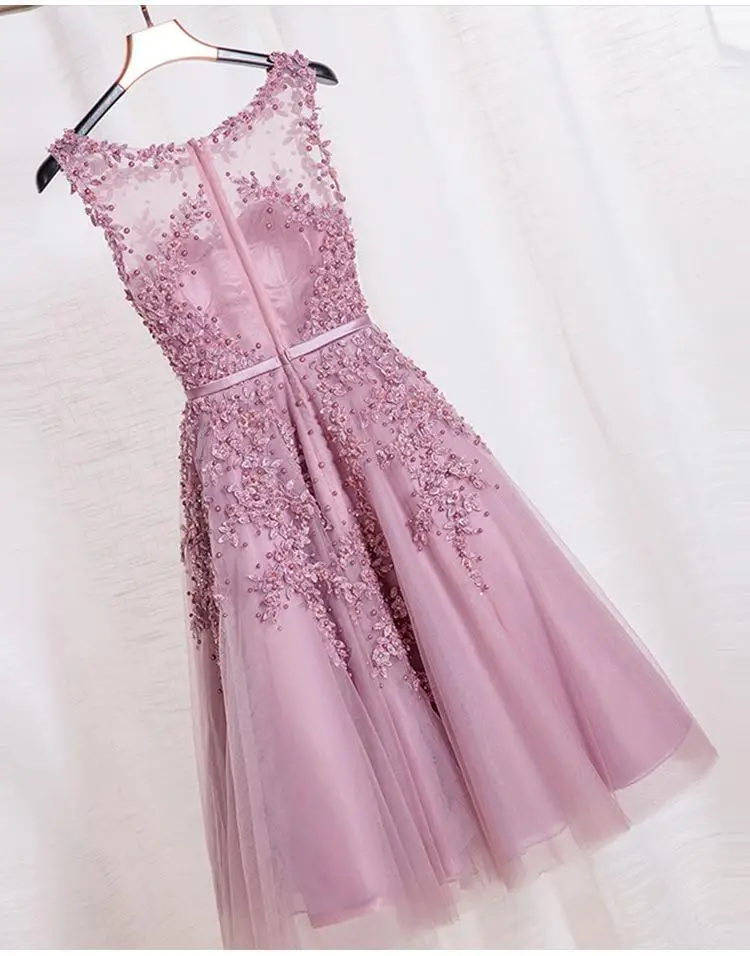 

Lace night Gown Party dresses Dusty Rose Dress Pearls Lace Beading Sexy celebrate Formal Dress