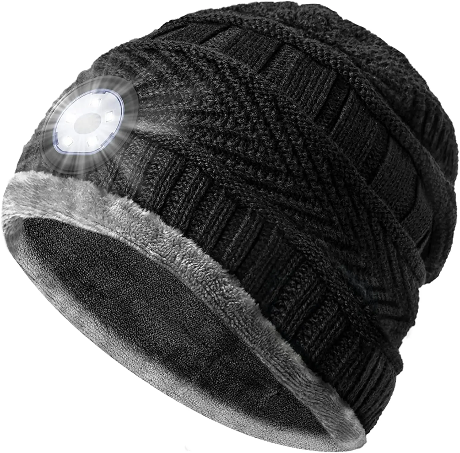 LED Beanie Hat with Light - Stocking Stuffers Gifts for Men Women Flashlight Beanie with Headlamp Winter Cap Rechargeable Hat