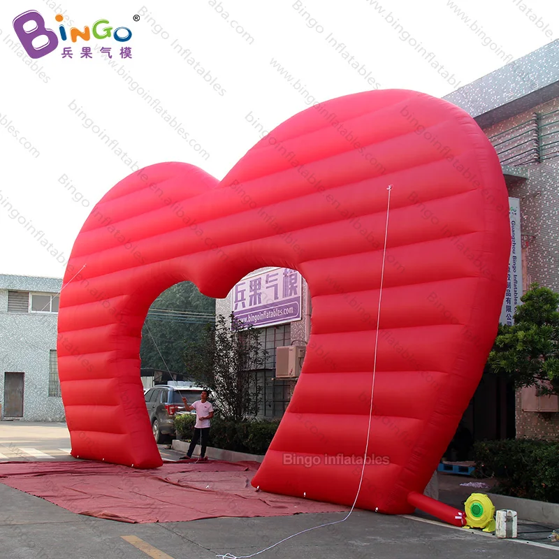 Giant 13x0.6x7 meters inflatable red heart arch for Valentine's Day decoration / Free Shipping red heart archway balloons toys