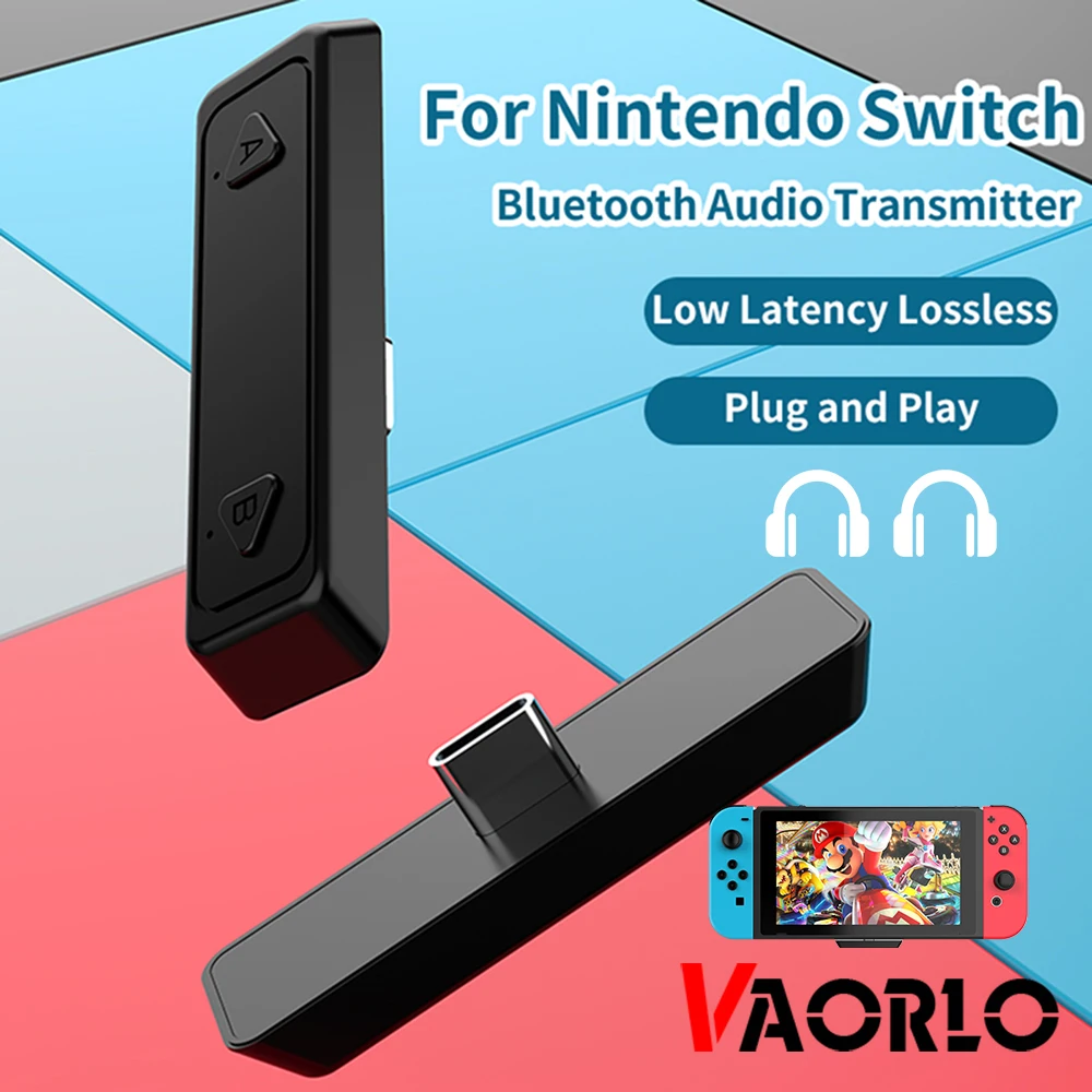 VAORLO USB Typc-C Bluetooth Tranmsitter Low Latency For Nintendo Switch PS4 Smart Multipoint 1 to 2 Wireless Audio Adapter Lite