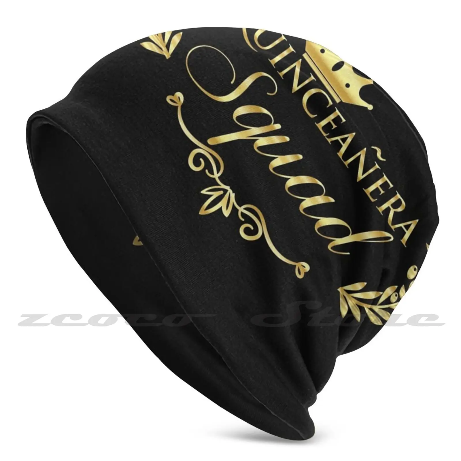 Quinceanera Squad Birthday Celebration Knit Hat Elastic Soft Personalized Pattern Present Cap Quince Squad Quince Quinceanera