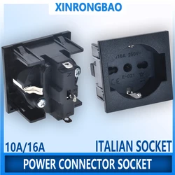 AC Power Socket Italian Type 10A/20A Type L Type C Power Outlet For European Italy For PDU Cabinet Wall Self-assembly 4.8/4.0mm