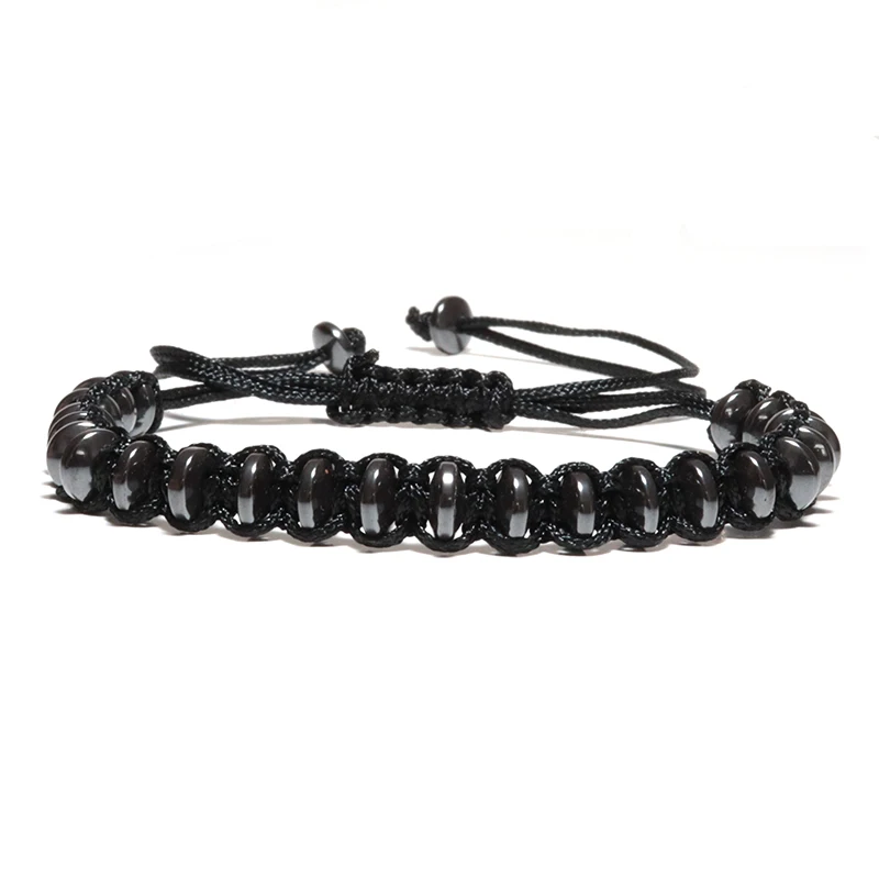 Noter 3pcs/set Mens Bracelet Set Braided Rope Braslet Natural Hematite Braclet Stone Adjustable Male Charm Brazalete Accessories