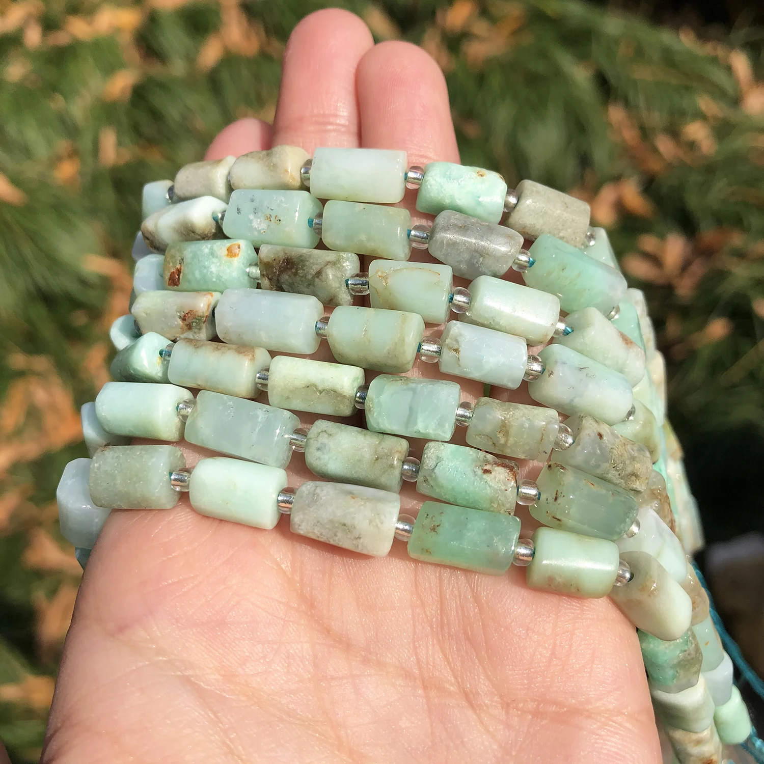 Natural Stone Chrysoprase Australian Jades Loose Faceted Cylinder Gemstone Spacer Beads for Jewelry DIY Making Bracelet Earrings