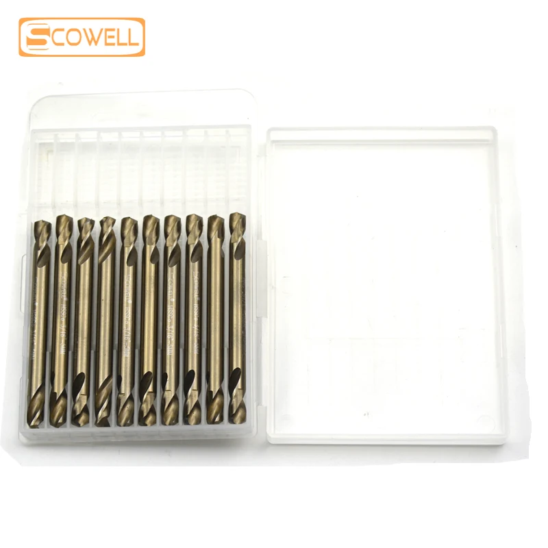 Paquete de 10 brocas de doble extremo Imperial HSS M35 cobalto 5% broca helicoidal en espiral con agujero de madera para Metal 3mm 3,2mm 3,5mm 1/8