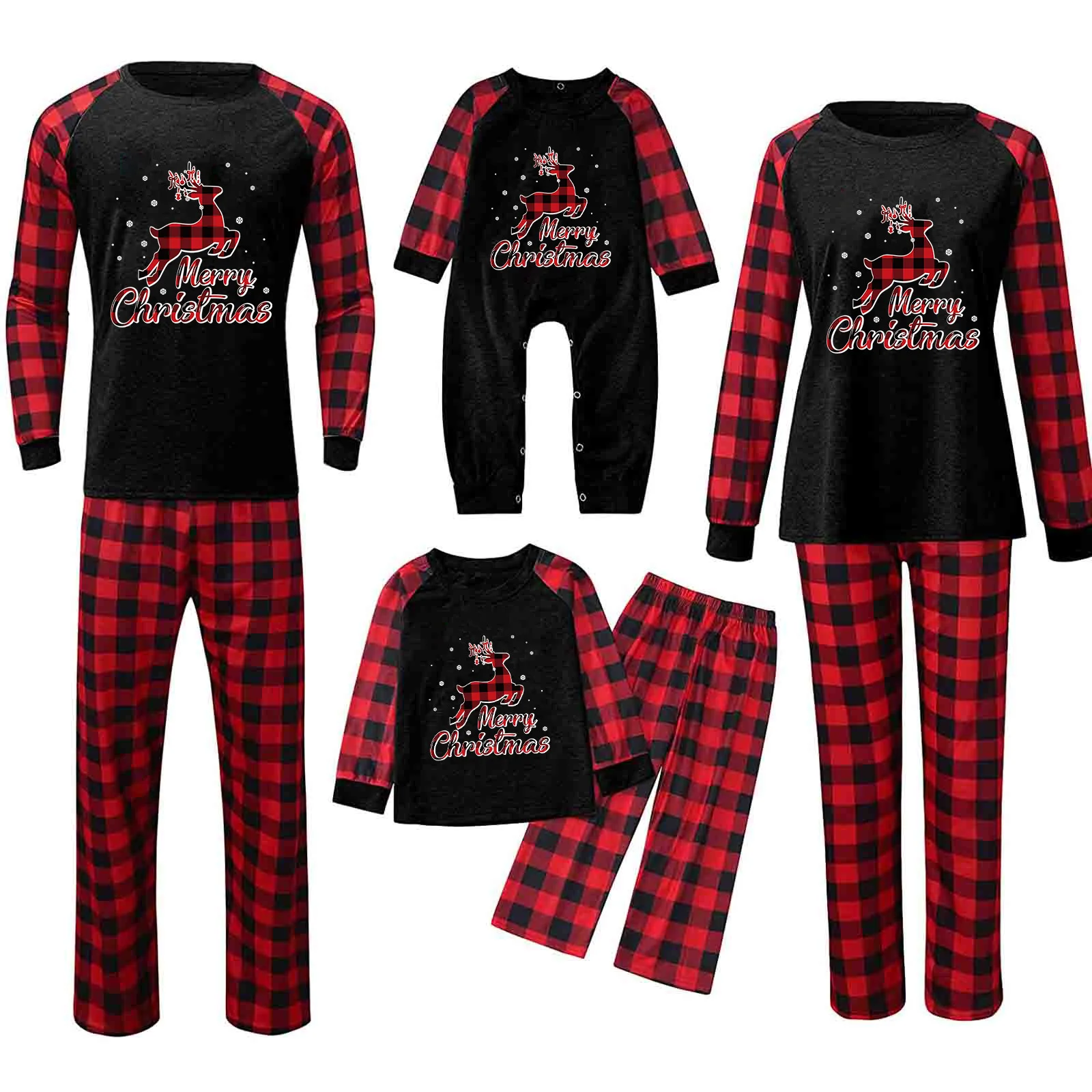 

Matching Christmas Pajamas for Family Cute Deer Adult Kid Baby Sleepwear and Pant Outfits Xmas Pjs Set for New Year Festival