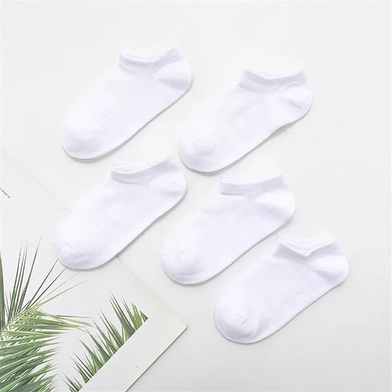 5 Pairs/lot 1 to 12 Years Summer Solid White Cotton Socks For Children Socks Spring No-show Low Cut Socks Boys Girls Boat Socks