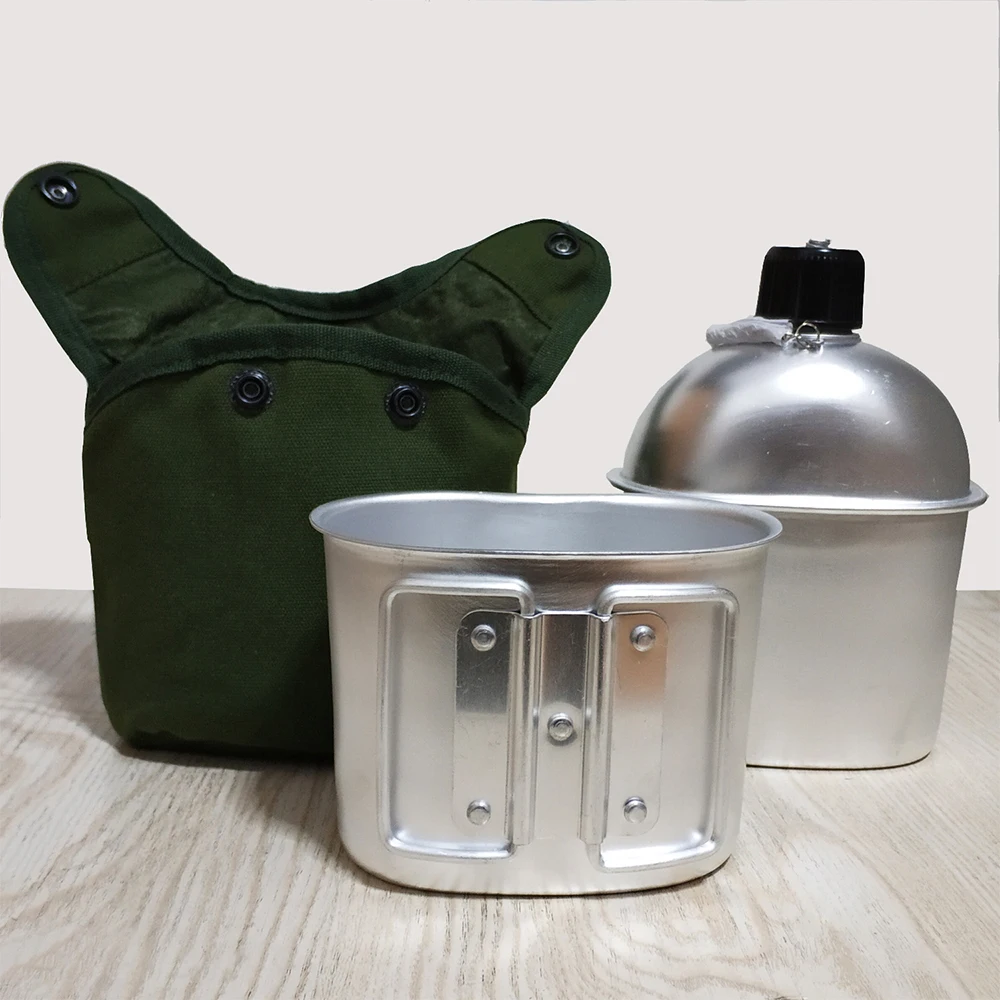 

WWII WW2 US Army Type 78 Canteen With Cover Set Outdoor Camping Kettle Water Bottle