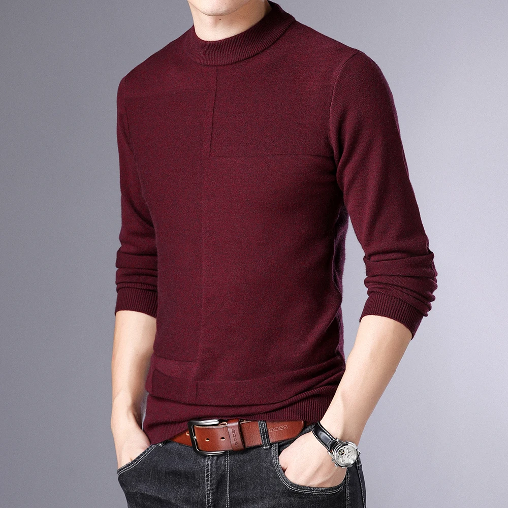 Top Quality New Brand Knit Pullover Crew Neck Sweater Autum Winter Solid Color Simple Casual Men Jumper Fashion Clothing 2023