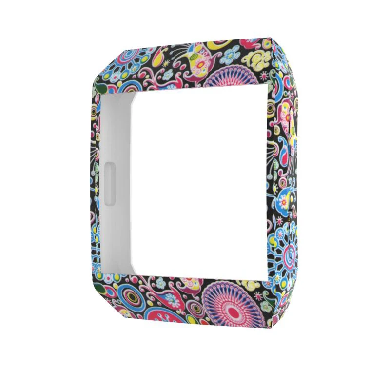 YAYUU سيليكون الأزهار المطبوعة إطار الجلد الغطاء الواقي الحال بالنسبة ل Fitbit الأيونية ساعة ذكية