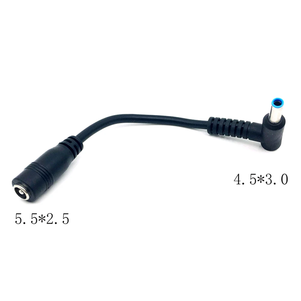 1Pc Laptop Adapter 5.5*2.1mm To 4.5*3.0mm DC Power Charger Converter Plug Adapter Right Angle Cable For HP Dell Blue Tips Black