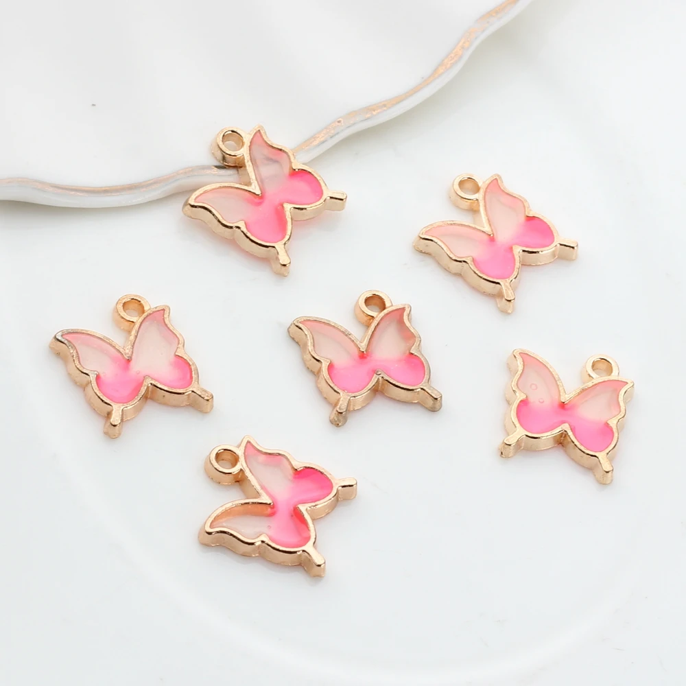 Zinc Alloy Enamel Charms Gradient Butterfly Pendant 13*16mm 10pcs/lot For DIY Jewelry Making Finding Accessories