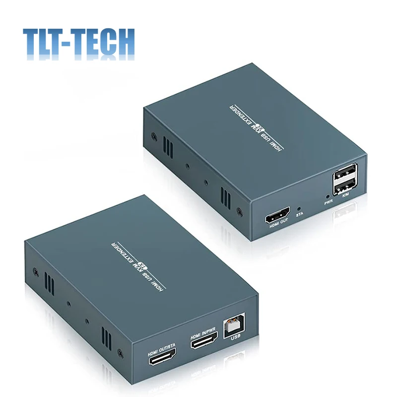 HDMI KVM Extender 1080P @ 60Hz Over Single Cat5E/6/7 Ethernet Cable Up to 50m/165ft with Loop Out & POC Function