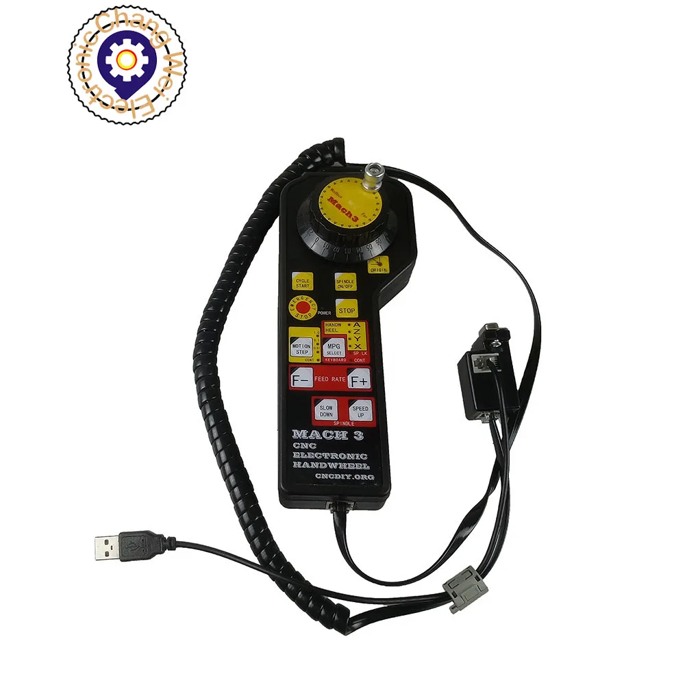 CNC MACH3 MPG MPG3 Pendant Electronic Handwheel With Emergency Stop MODBUS Protocol For CNC Engraving machine