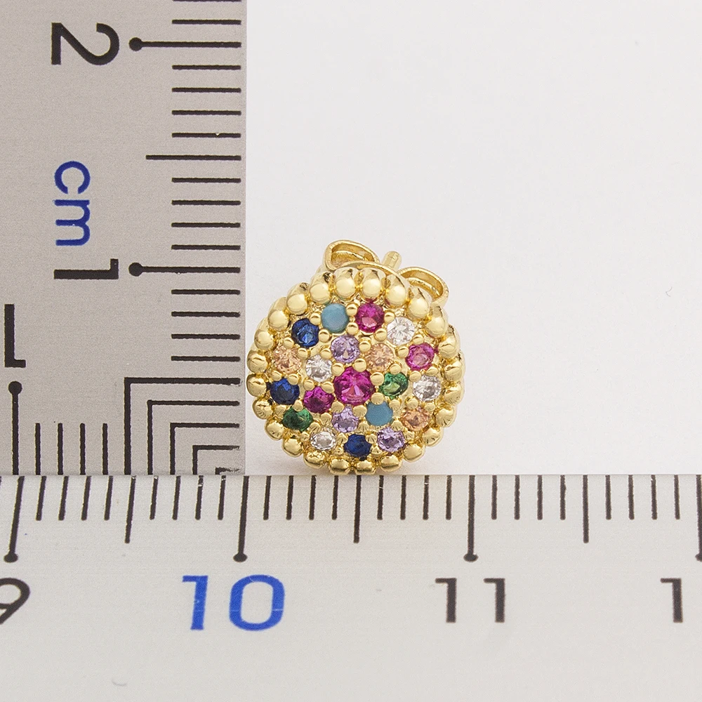 Nidin Trendy Cute Stud Earrings Copper Zircon Tiny Elegant Eternity Round Shape Jewelry For Women Party Wedding Gift  Wholesale