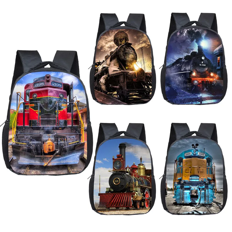 

12 Inch Steam Locomotive / Train Toddler Backpack Children School Bags Boys Girls Kindergarten Bag Kids School Backpacks Gift