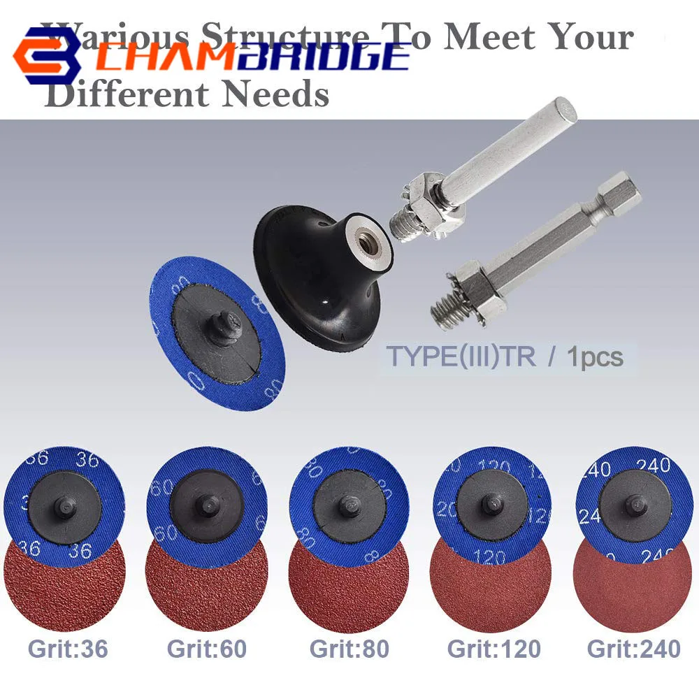 50Mm R-type Cakram Perubahan Cepat Set 2 Inci Cakram Pengamplasan Zirkonia dengan 1/4 "Pemegang untuk Penggiling Mati Aksesori Penghilang Cat Karat