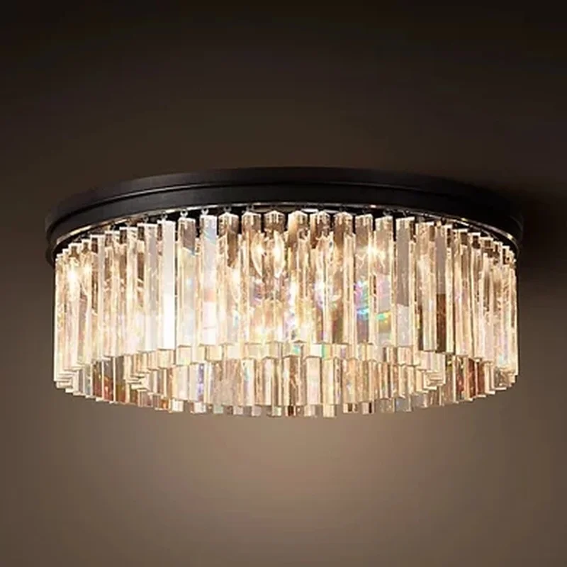 American Style Chandelier Round Shape Crystal Chandelier Lighting Luminaires Hanging Light for Restaurant Crystal Style Lamp