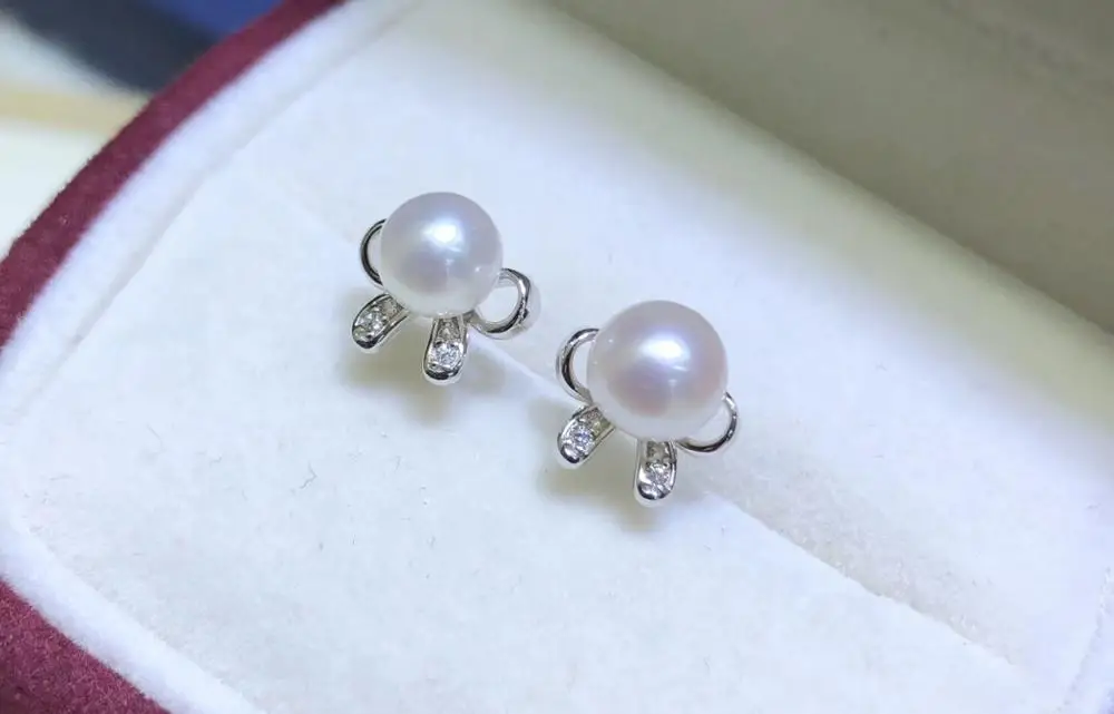 

New 925 Sterling Silver Earrings Findings Mountings Settings Jewelry Parts Fittings for Pearls Coral Jade Agate Stones