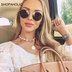 New Small Frame Round Sunglasses Woman Brand Designer Alloy Mirror Sun Glasses Classic Shopping Lady Black Oculos De Sol