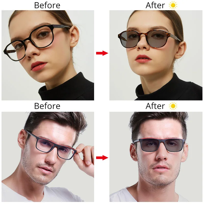 Ralferty Colored Photochromic Sunglass Lens Chameleon Myopia Hyperopia Optical Prescription Lenses Medical Recipe 1.67 Diopters