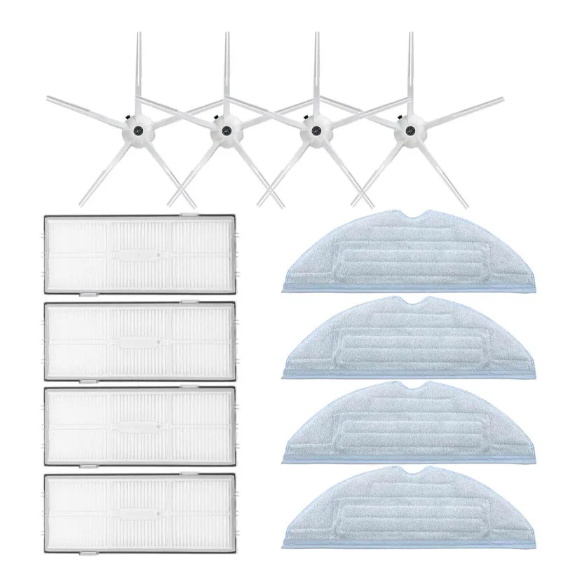 Peças de aspirador de pó laváveis para robô roborock s7 (filtro hepa + pano esfregão + escova lateral), kits de acessórios