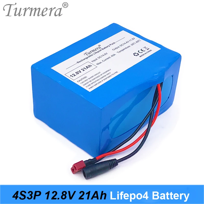 

T Plug Lifepo4 Аккумулятор 12,8 В 21 Ач 4S3P 32700 с балансированным BMS 40 А для электрической лодки и источника бесперебойного питания Turmera 12 В