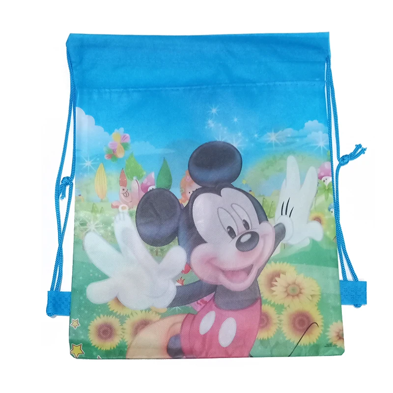 1pcs/lot Disney 27x34cm Minnie Mickey Mouse Birthday Party Gifts Non-woven Drawstring Bags Kids Boy Girls Favor School Backpacks