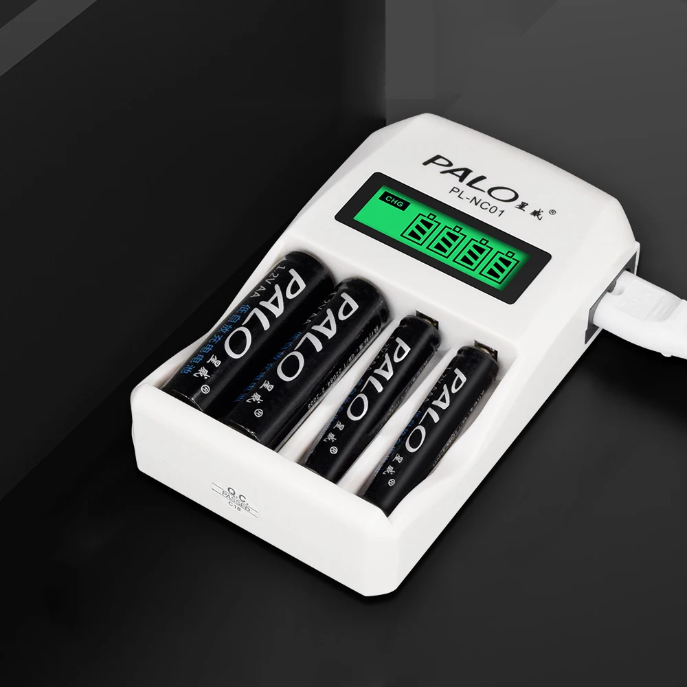 充電式バッテリー4個,1100mah,1.2v ni-mh aa,3000mah,aaa用スマートaa充電器付き